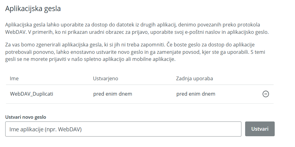 Aplikacijska gesla na Koofru - ustvarjanje novega aplikacijskega gesla