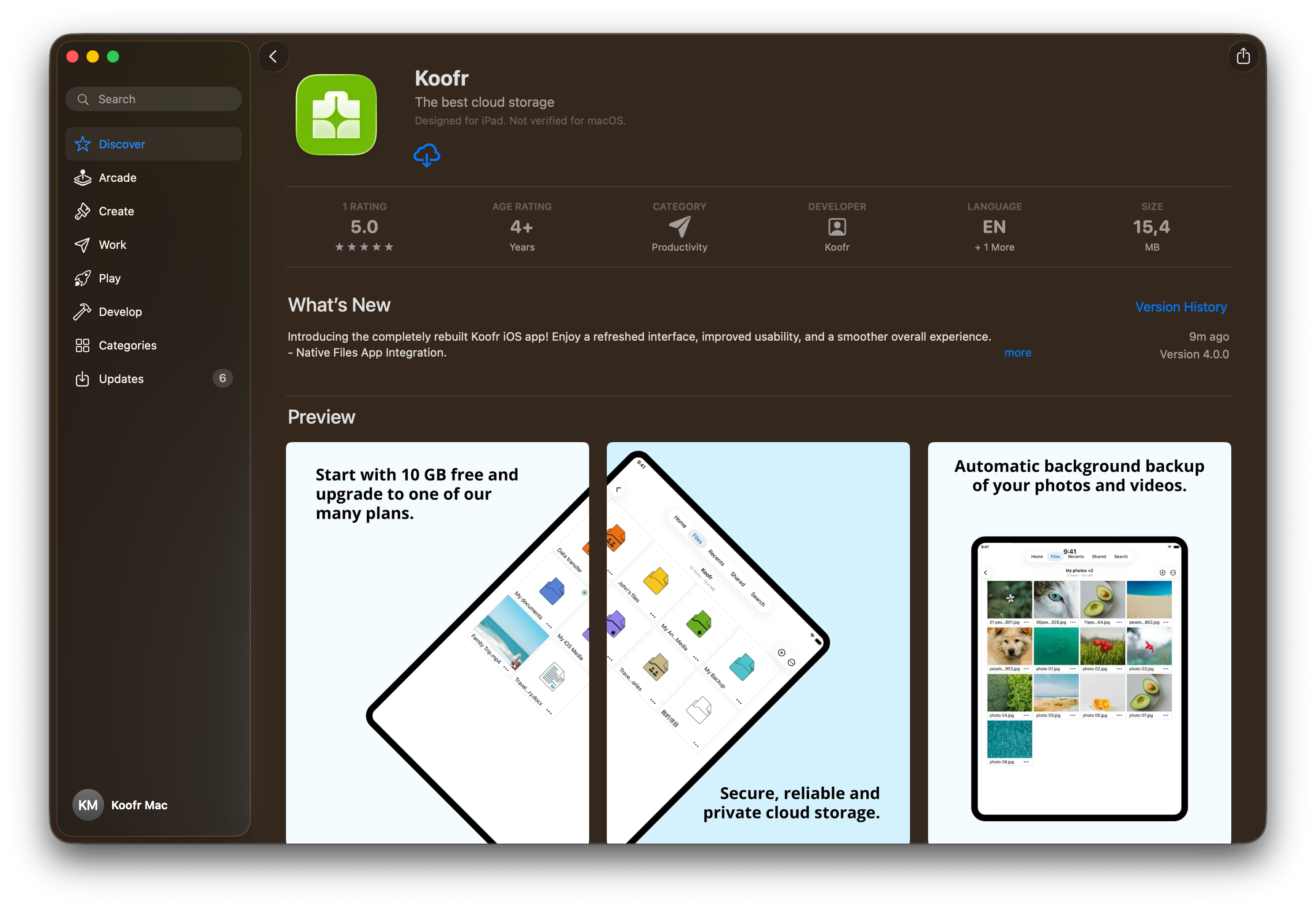Koofr-app-product-screen-app-store