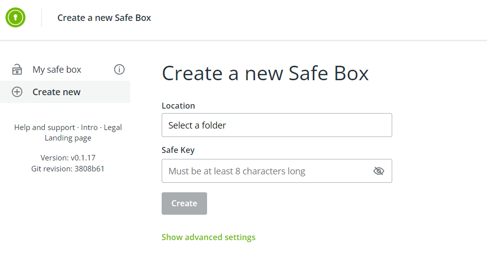 create a new safe box koofr vault.png