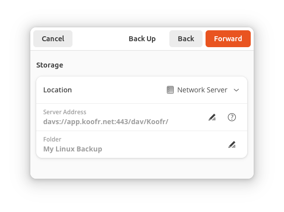 Povezovanje Deja Dup Backups preko WebDAVa za varnostno kopiranje na Koofr