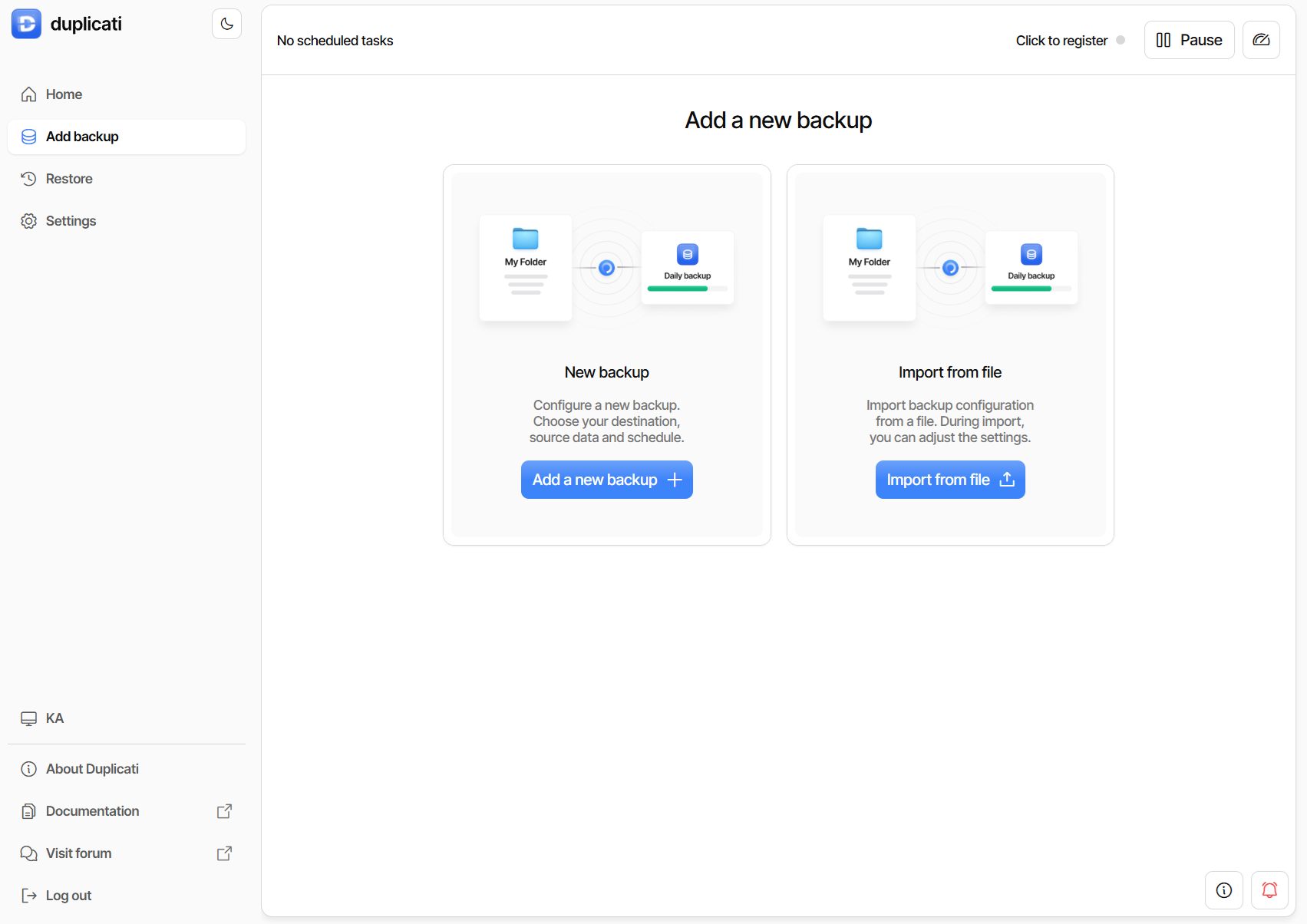 Dodajanje novih varnostnih kopij v programu Duplicati - Koofr blog