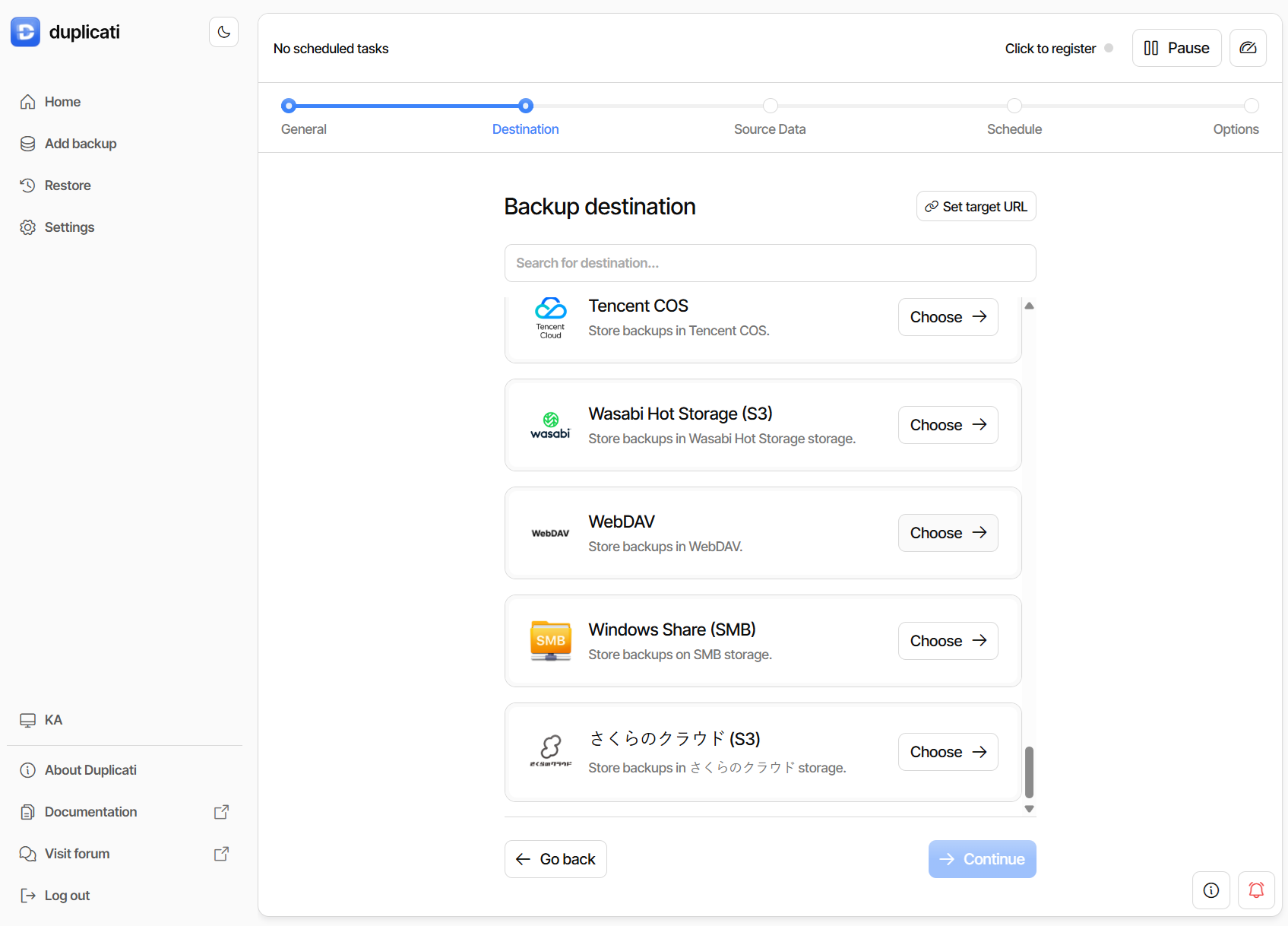 Izbira protokola WebDAV