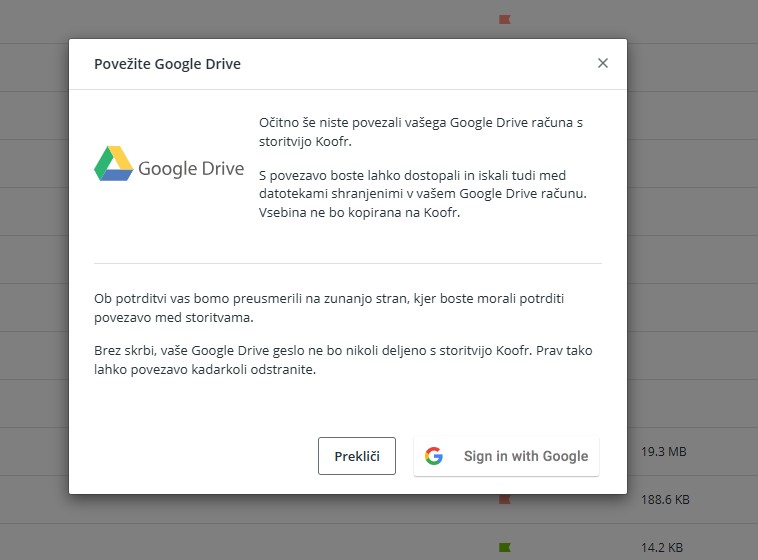 Poveži Google Drive s Koofrom - navodila