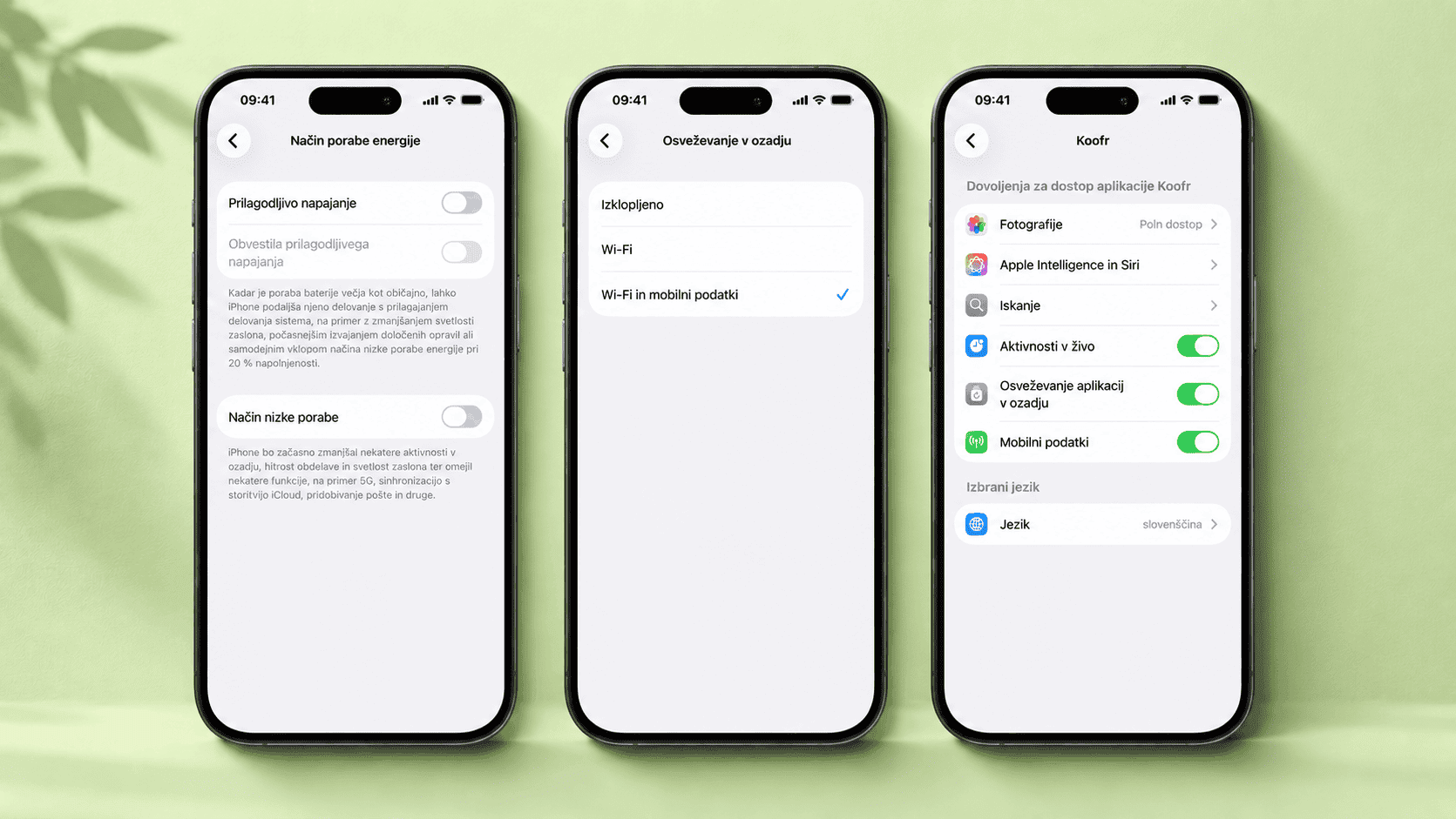 Sistemske zahteve iOS za nemoteno delovanje Koofrove mobilne aplikacije